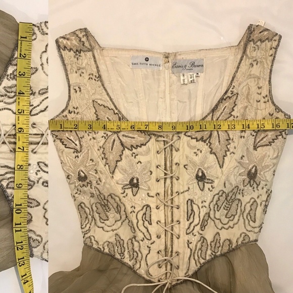 EAVIS & BROWN London Beaded Gown M Vintage Silk Corset Dress VTG - Picture 11 of 11